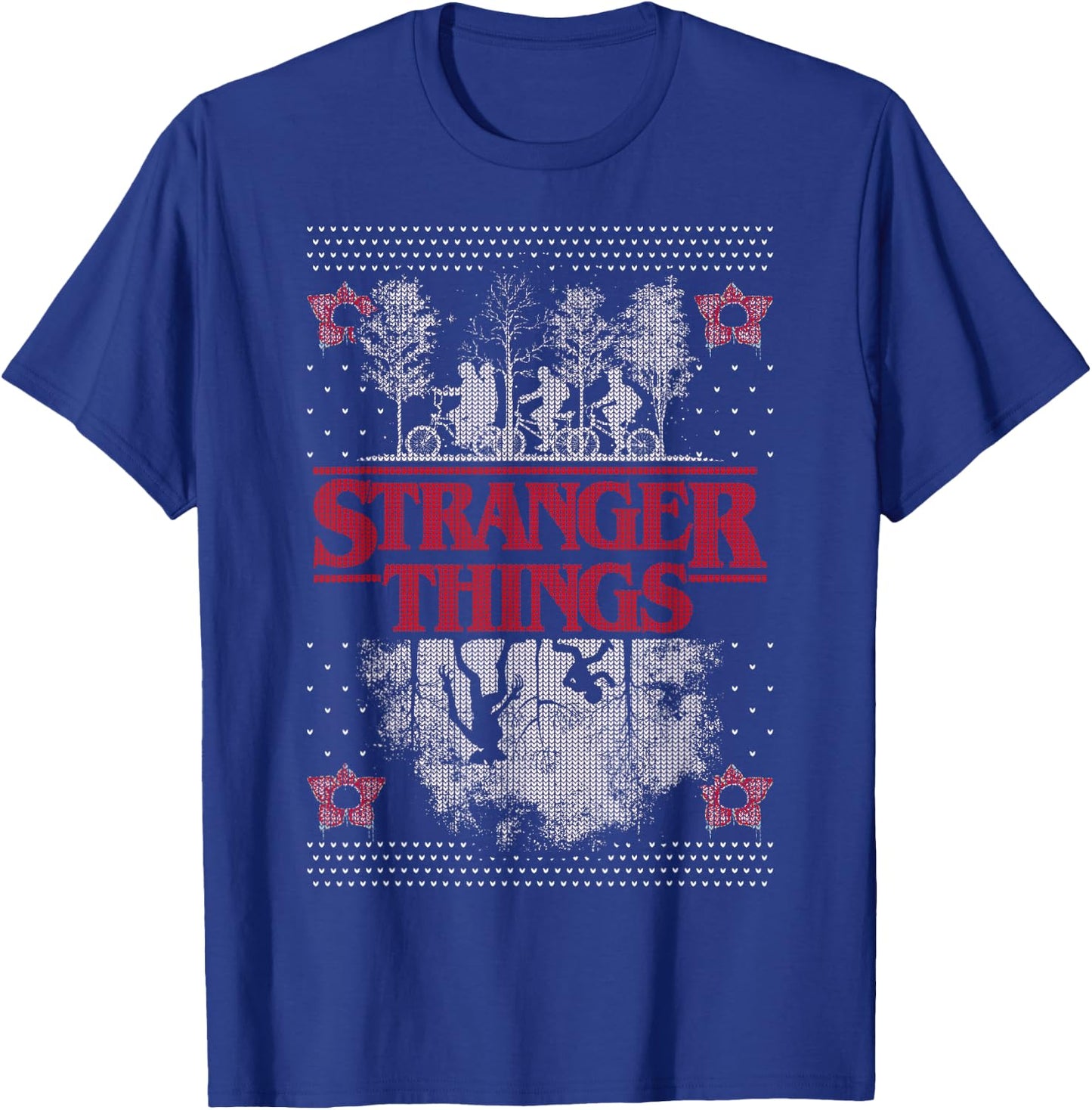 Netflix Stranger Things Ugly Christmas Sweater Style T-Shirt - T-Shirt | Royal