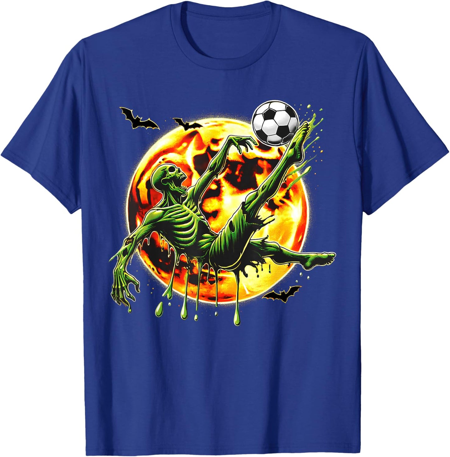 Spooky Zombie Playing Soccer, Halloween Costume Boys Girls T-Shirt - T-Shirt | Royal