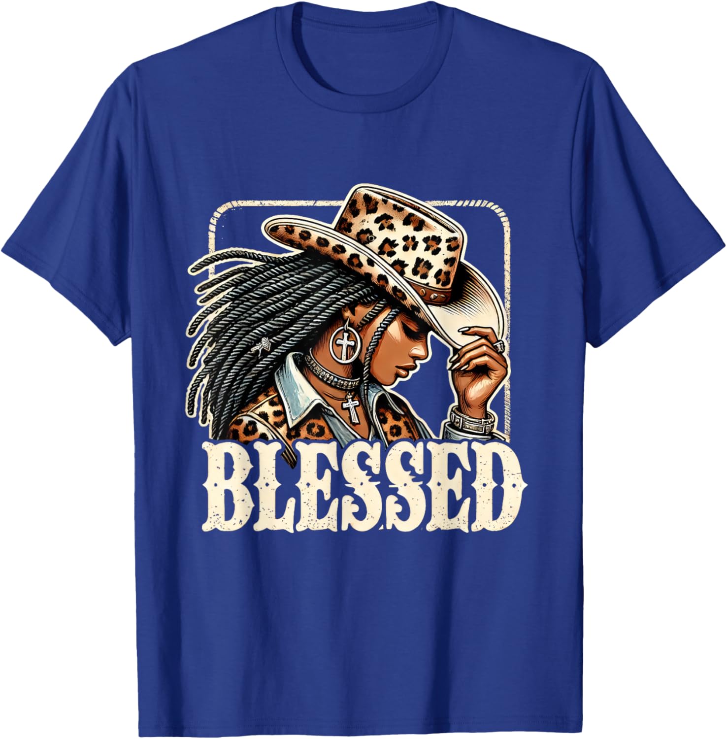 Retro Black Western Cowgirl African Christian Cowgirl T-Shirt - T-Shirt | Royal