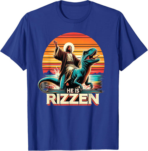 He Is Rizzen Jesus Retro Christian Dinosaur