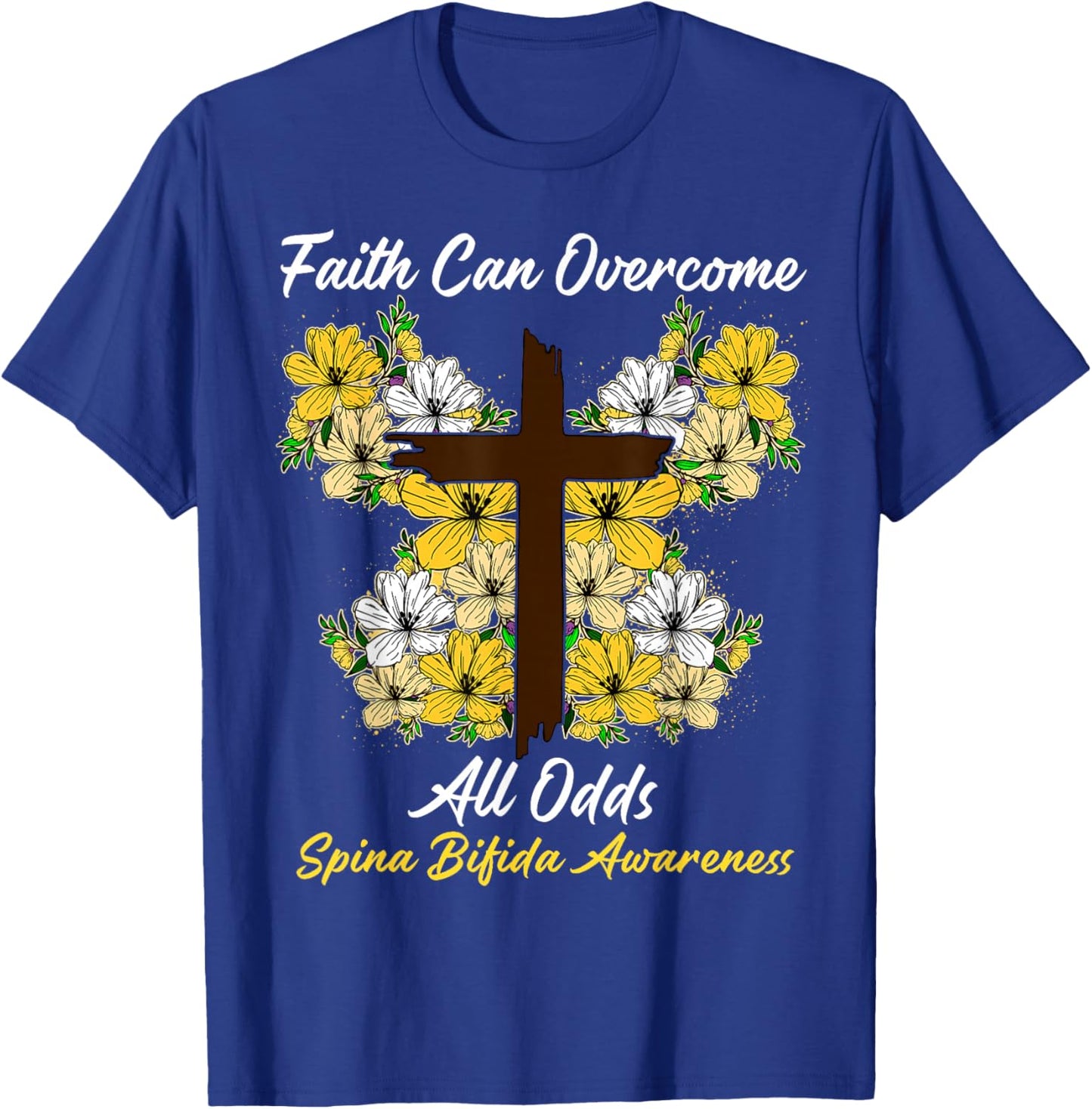 Woman Spina Bifida Awareness Faith Cross Butterfly T-Shirt - T-Shirt | Royal