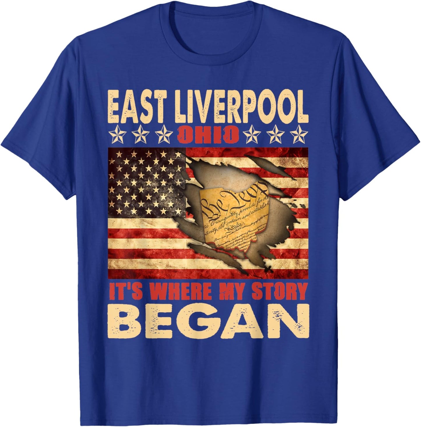 East Liverpool Ohio USA Flag 4th Of July Women Men T-Shirt - T-Shirt | Royal