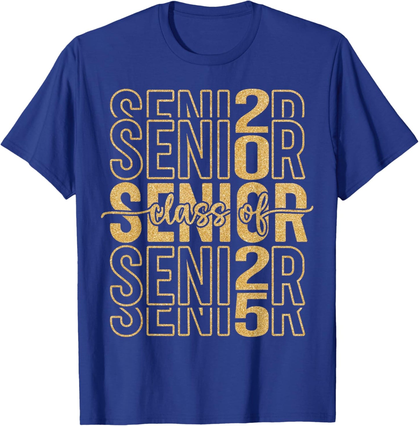 Senior 2025 Class of 2025 Graduate Gold Black Senior Mom T-Shirt - T-Shirt | Royal