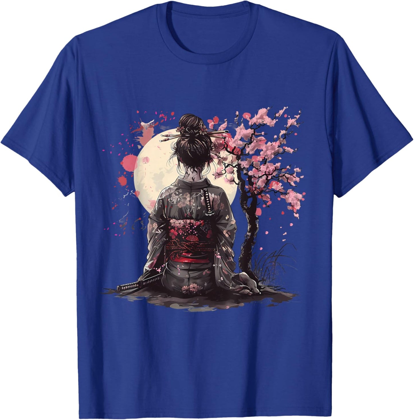 Japanese Samurai Girl Sakura Cherry Blossom Japanese Geisha T-Shirt - T-Shirt | Royal