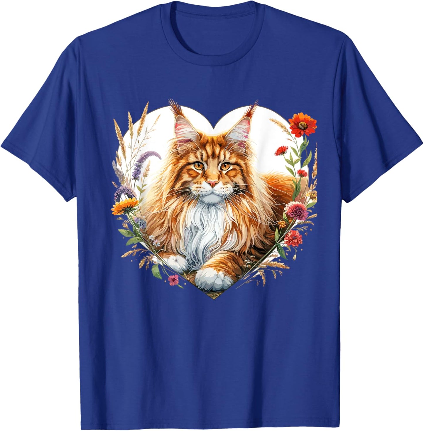 My Cat Is My Valentine Cute Orange Maine Coon Cat in a Heart Women Girls Kids T-Shirt - T-Shirt | Royal