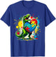 Boys Kids Autism Awareness Funny T Rex Dinosaur Puzzle Piece T-Shirt - T-Shirt | Royal