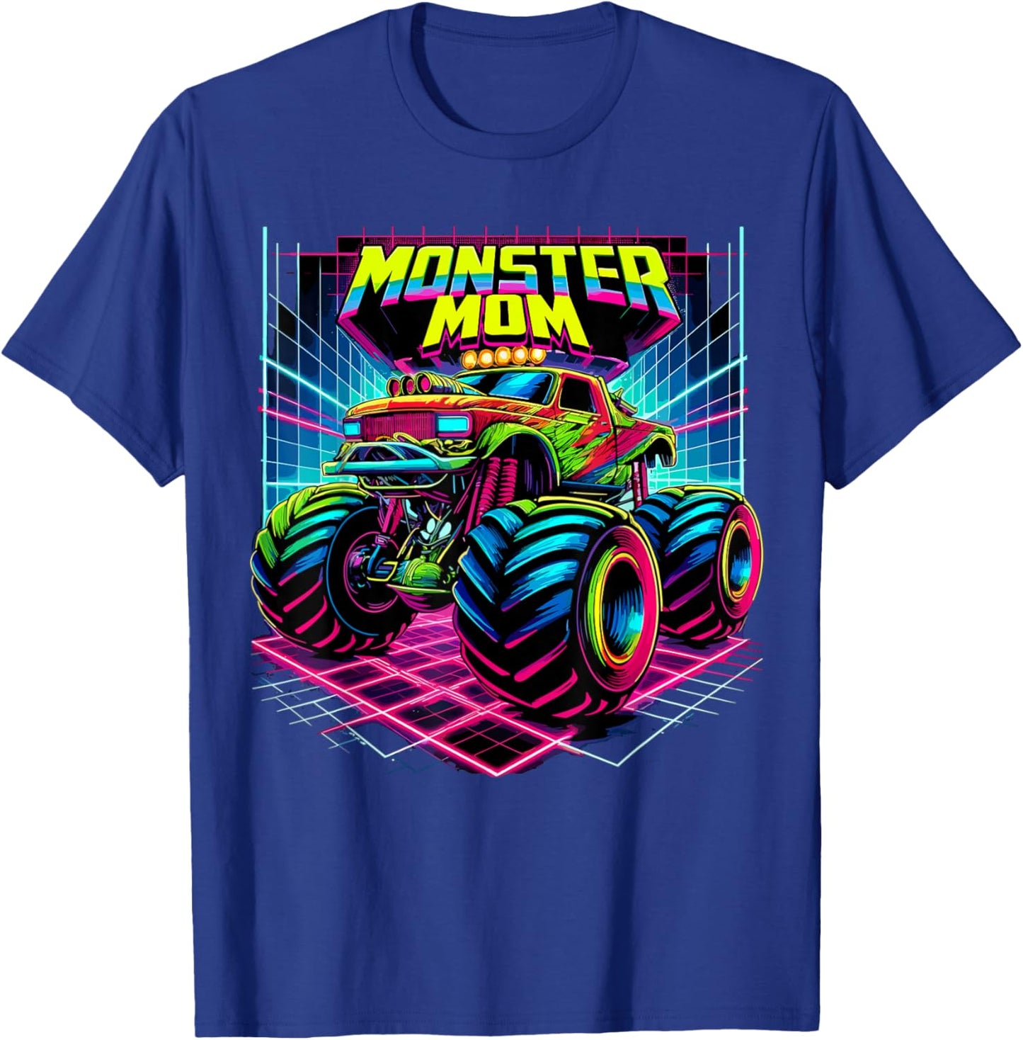 Monster Truck Mom Birthday Party Retro Monster Trucks T-Shirt - T-Shirt | Royal