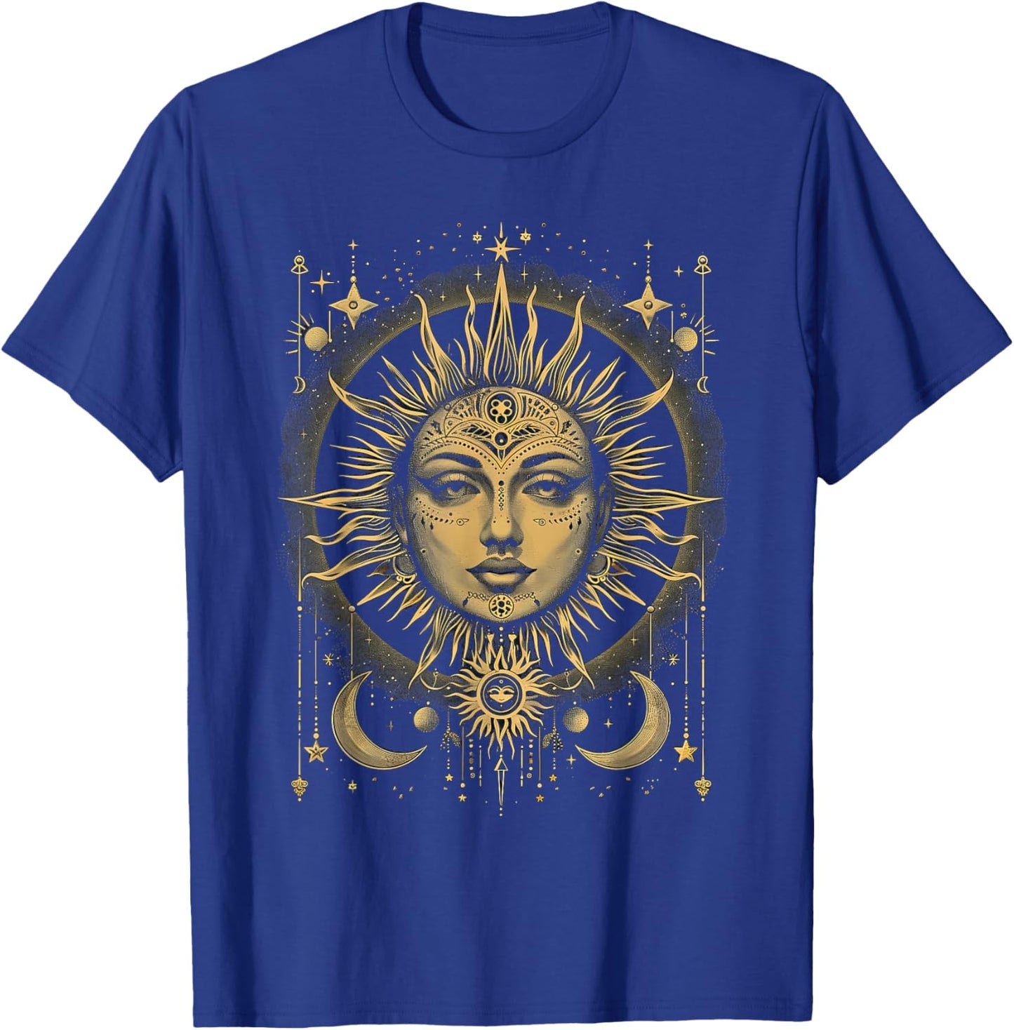 Mystic Sun and Moon Woman Mystical Flowers Aesthetic T-Shirt - T-Shirt | Royal
