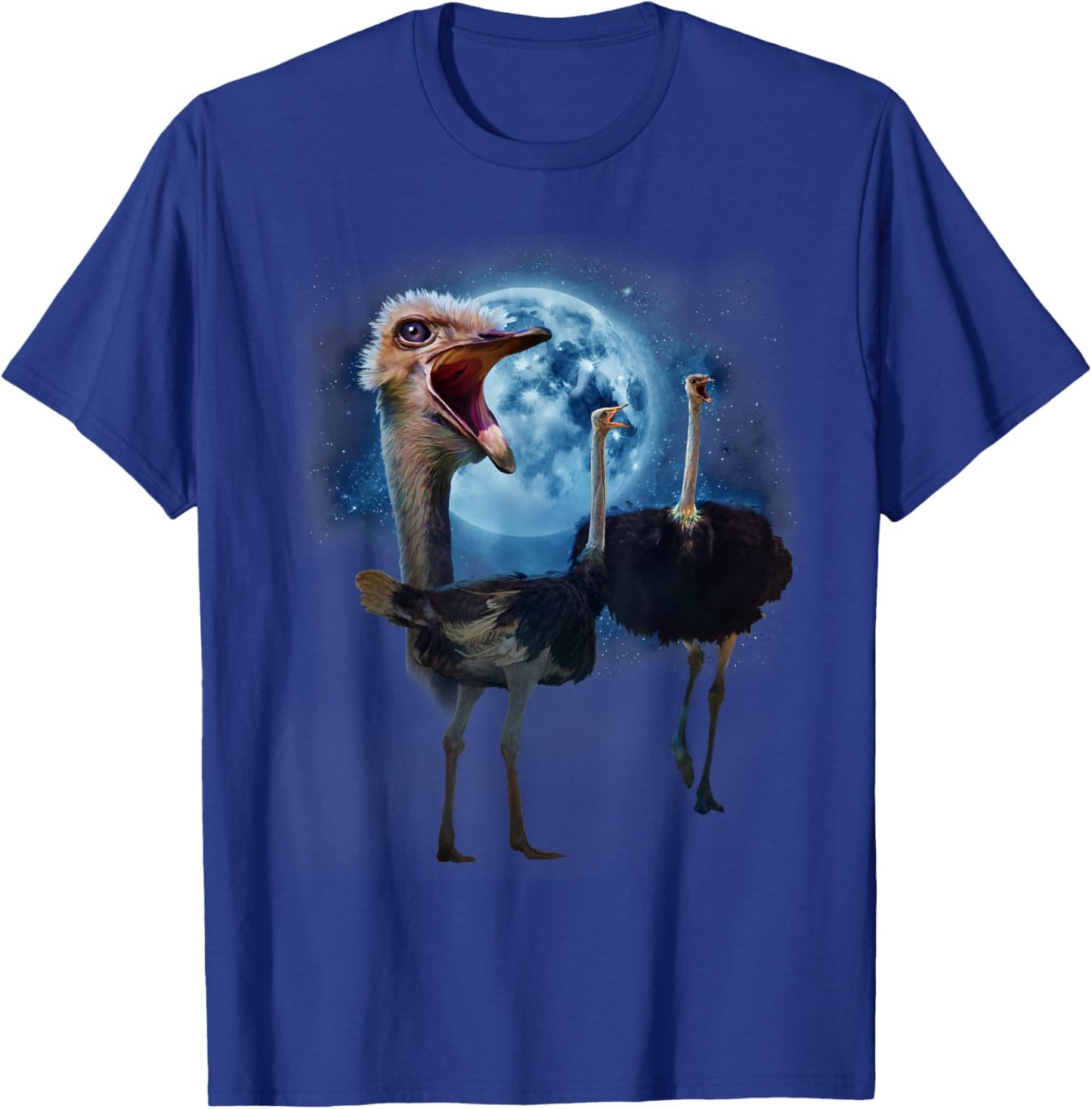 Funny Ostrich Shirt - Ostriches Howling at the Moon T-Shirt - T-Shirt | Royal