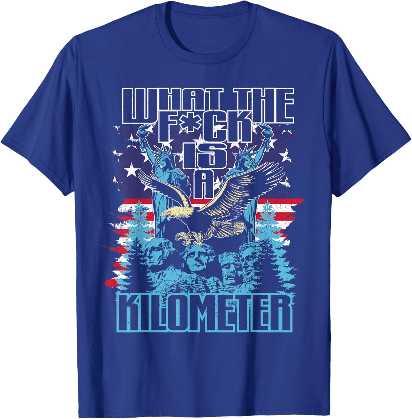 Was zum Teufel ist ein Kilometer Eagle USA Flag Funny T-Shirt - T-Shirt | Royal
