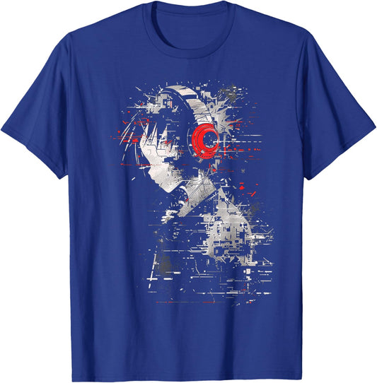 Anime Manga Graphic Headphone Art Anime T-Shirt - T-Shirt | Royal