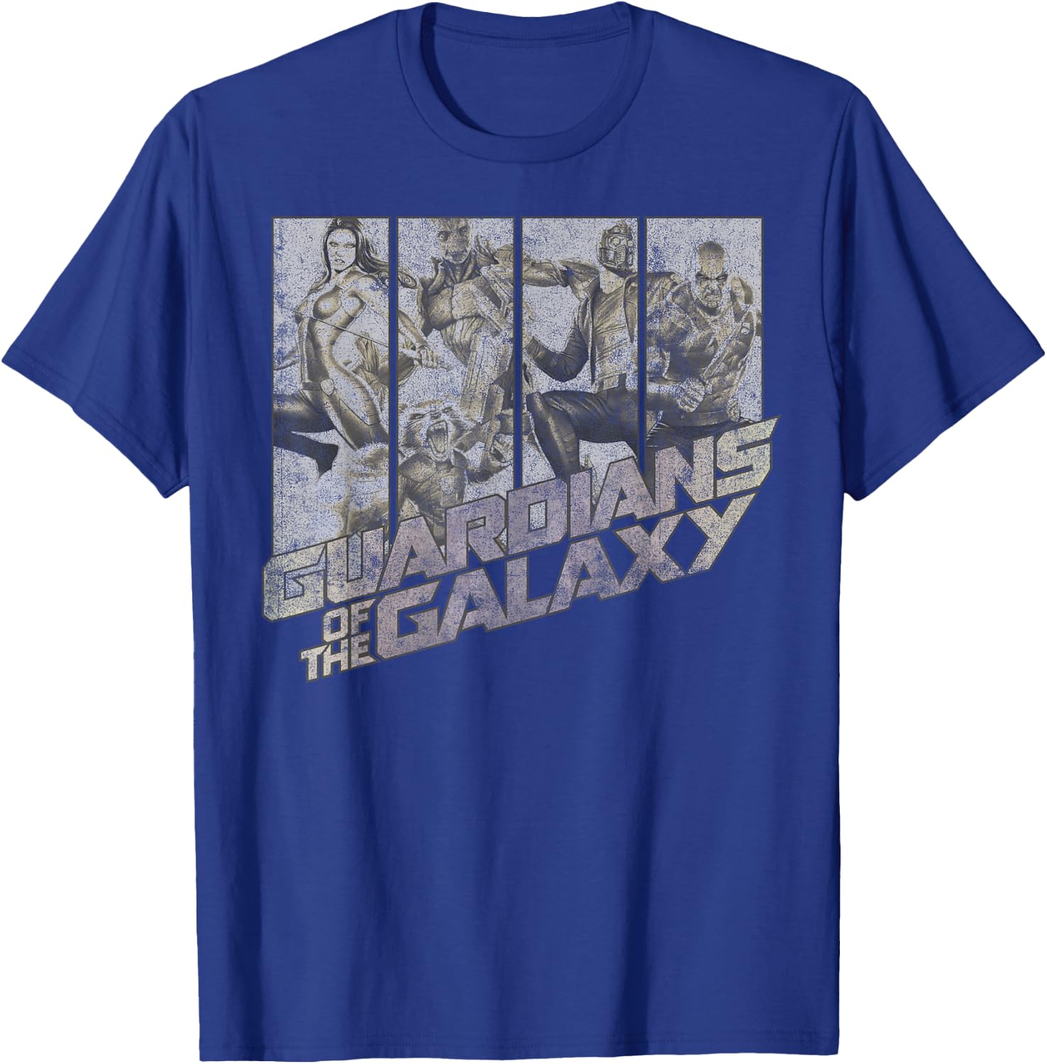 Marvel Guardians of The Galaxy Group Shot Distressed Panels T-Shirt - T-Shirt | Royal