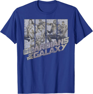 Marvel Guardians of The Galaxy Group Shot Distressed Panels T-Shirt - T-Shirt | Royal