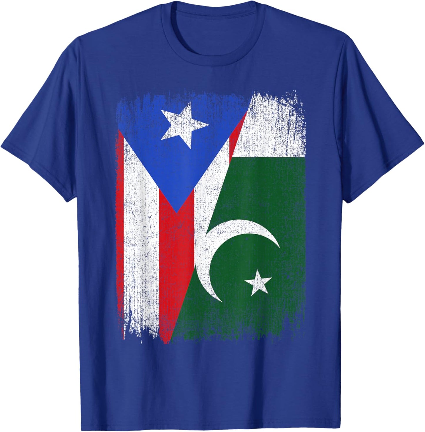 Half Puerto Rico Pakistan Flag Pakistani Pride Roots T-Shirt - T-Shirt | Royal