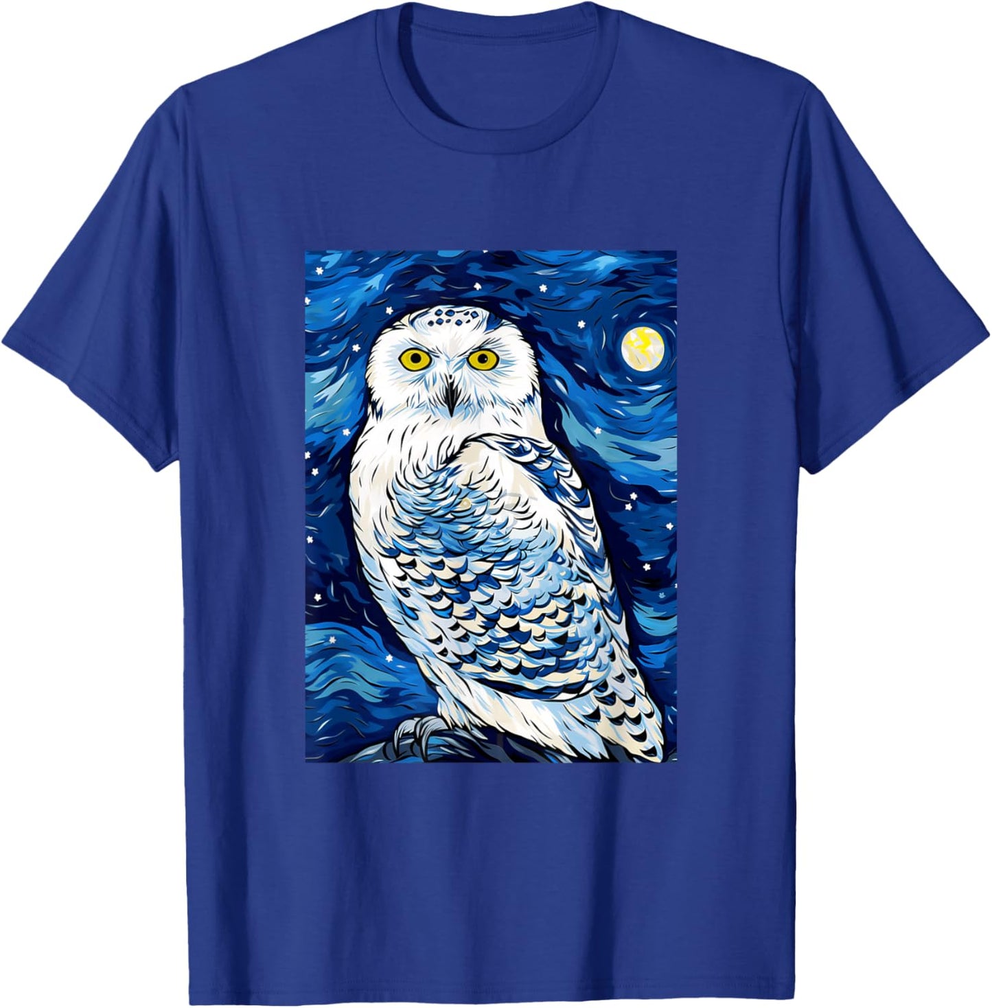 Snowy Owl Starry Night Painting Men Women Kids T-Shirt - T-Shirt | Royal
