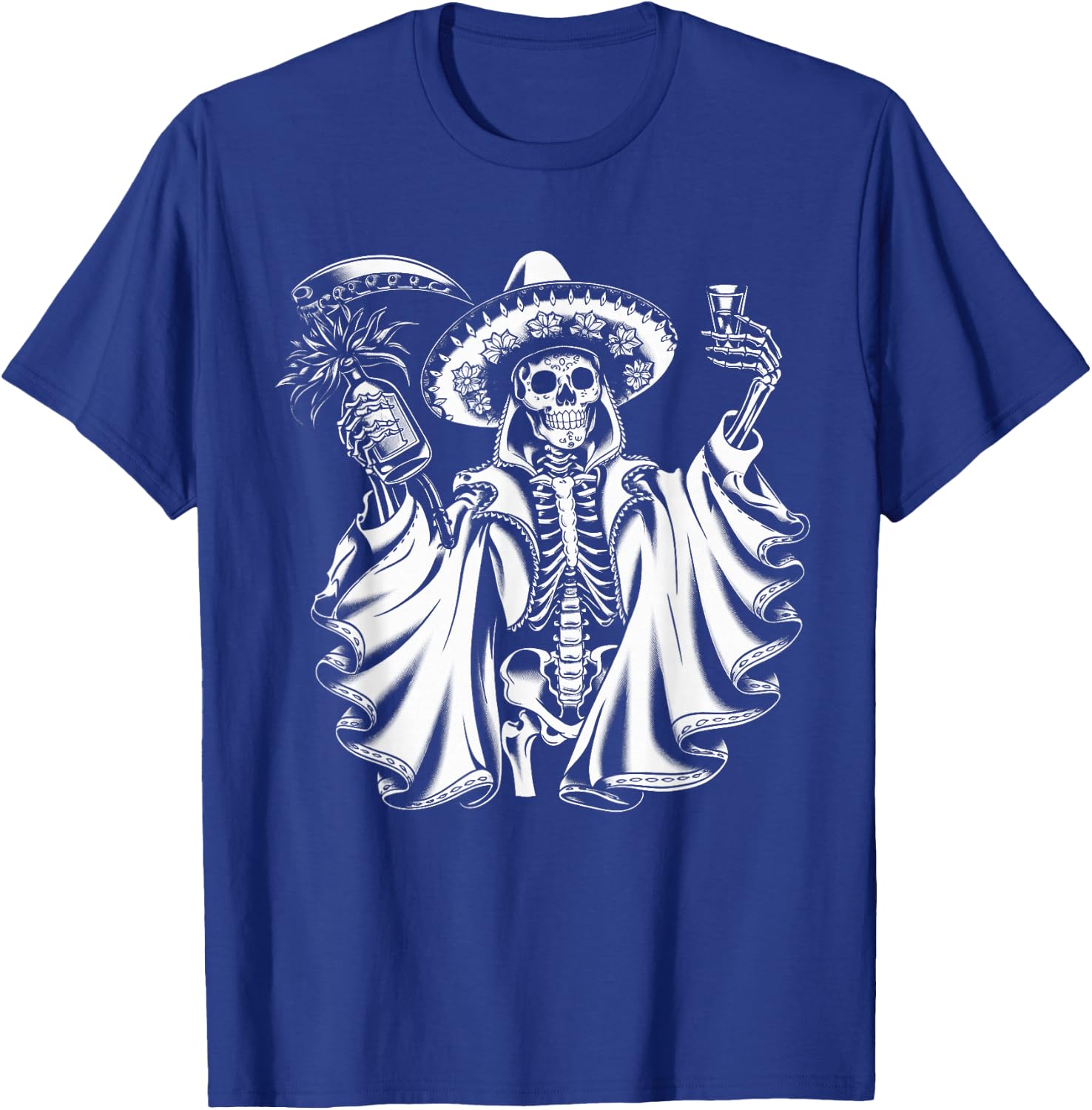Mexico Vintage Skeleton Tequila Dia De Los Muertos Mexican T-Shirt - T-Shirt | Royal