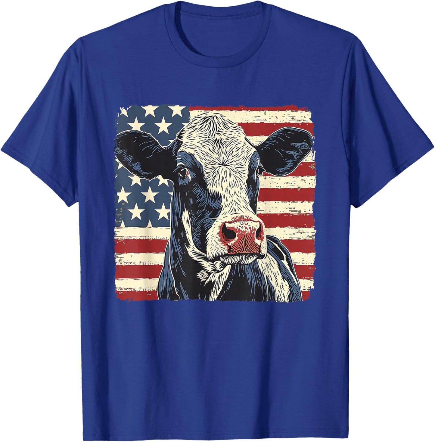 American Star Stripes Fourth of July Shirt Cow Women Men T-Shirt - T-Shirt | Royal