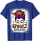 Spooky Bonus mom Halloween Messy Hair Woman Bun Bleached T-Shirt - T-Shirt | Royal