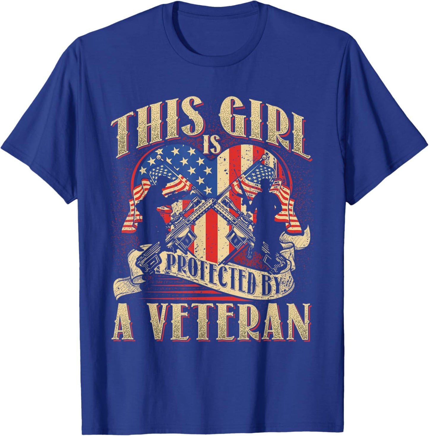 This Girl is Protected by a Veteran - Military Family T-Shirt - T-Shirt | Royal