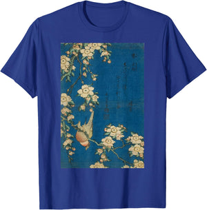 Goldfinch and Cherry Tree Japanese Retro Art Small T-Shirt - T-Shirt | Royal