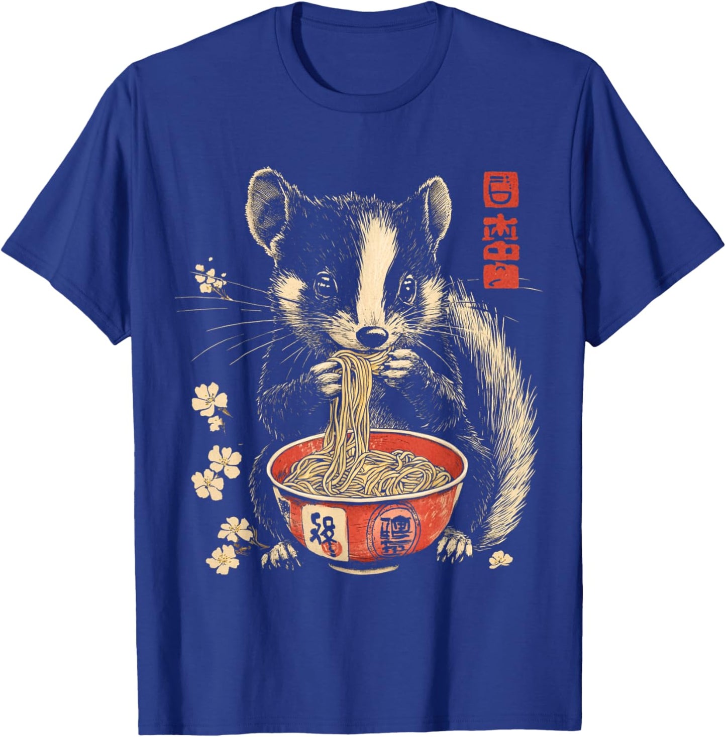 Funny Skunk Animal Eating Ramen Noodles T-Shirt - T-Shirt | Royal
