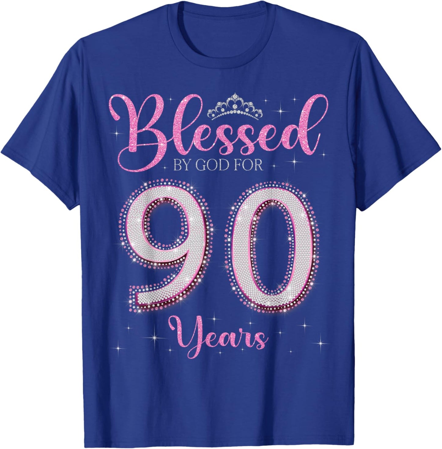 Blessed By God For 90 Years Old 90th Birthday 90th Bday T-Shirt - T-Shirt | Royal
