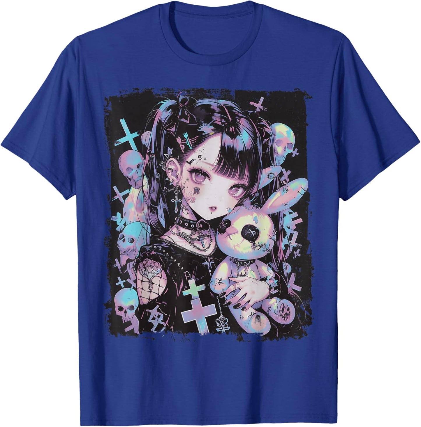 Anime Girl Goth Bunny Cute E-Girl Gothic Outfit Grunge T-Shirt - T-Shirt | Royal