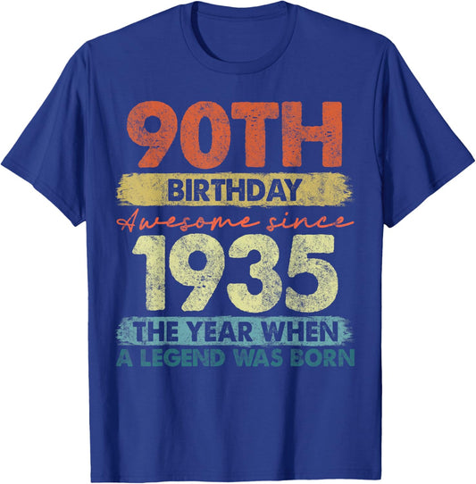 Vintage Legend Birthday Shirts Women 2025 90 Year Old Gifts Vintage 1935 Limited Edition 90th Birthday -Adults and Kids Black Short Sleeve Small T-Shirt - T-Shirt | Royal