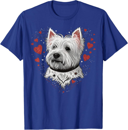 Westie Love Heart on West Highland White Terrier Lover T-Shirt - T-Shirt | Royal