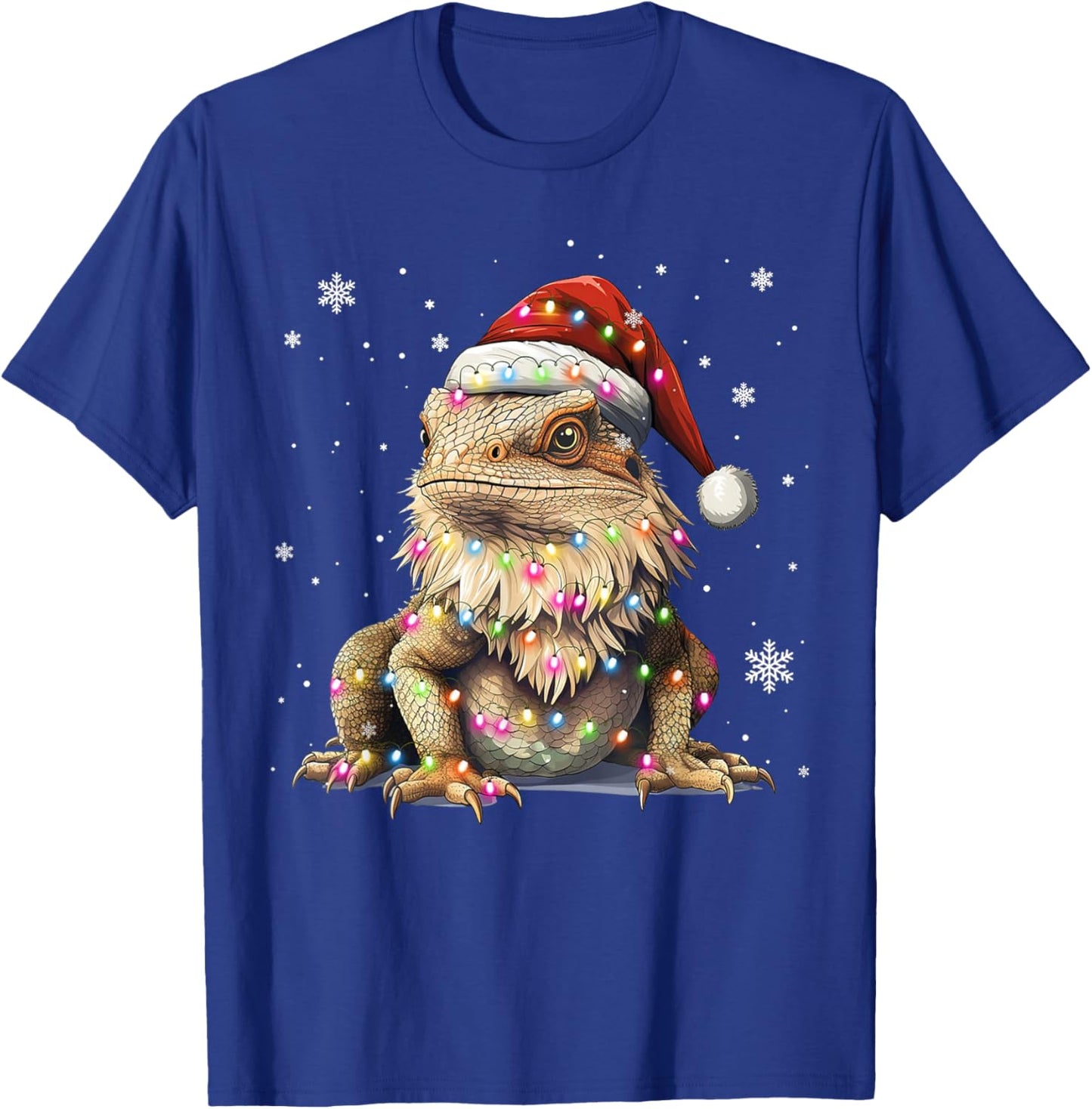 Funny Bearded Dragon Santa Hat Christmas Reptiles Lizard T-Shirt - T-Shirt | Royal