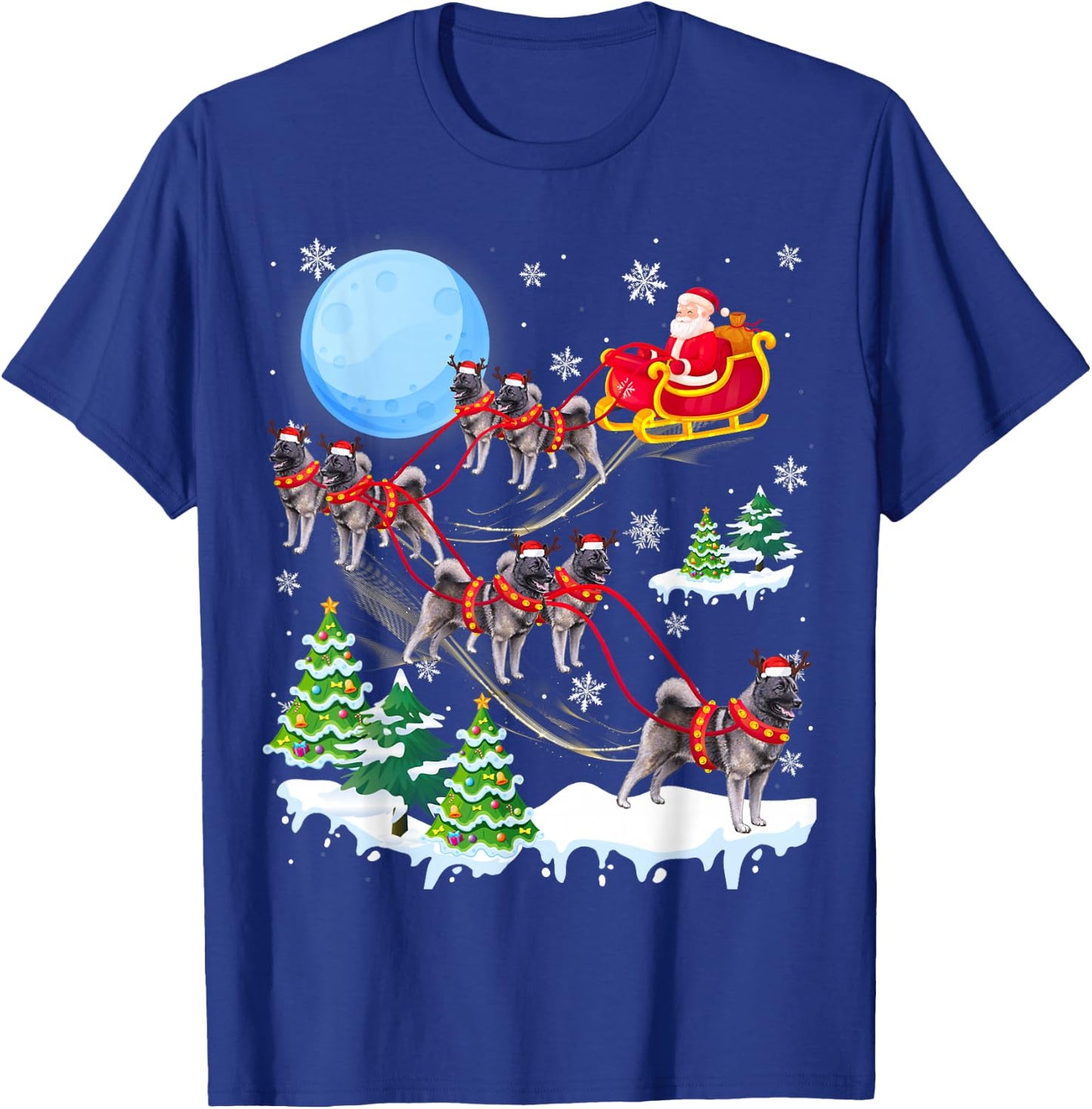 Norwegian Elkhound Reindeer Christmas Dog Riding Santa T-Shirt - T-Shirt | Royal