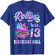 Rollin' Into 13 Roller Skating Rink Thirteen Bday Girl Party T-Shirt - T-Shirt | Royal