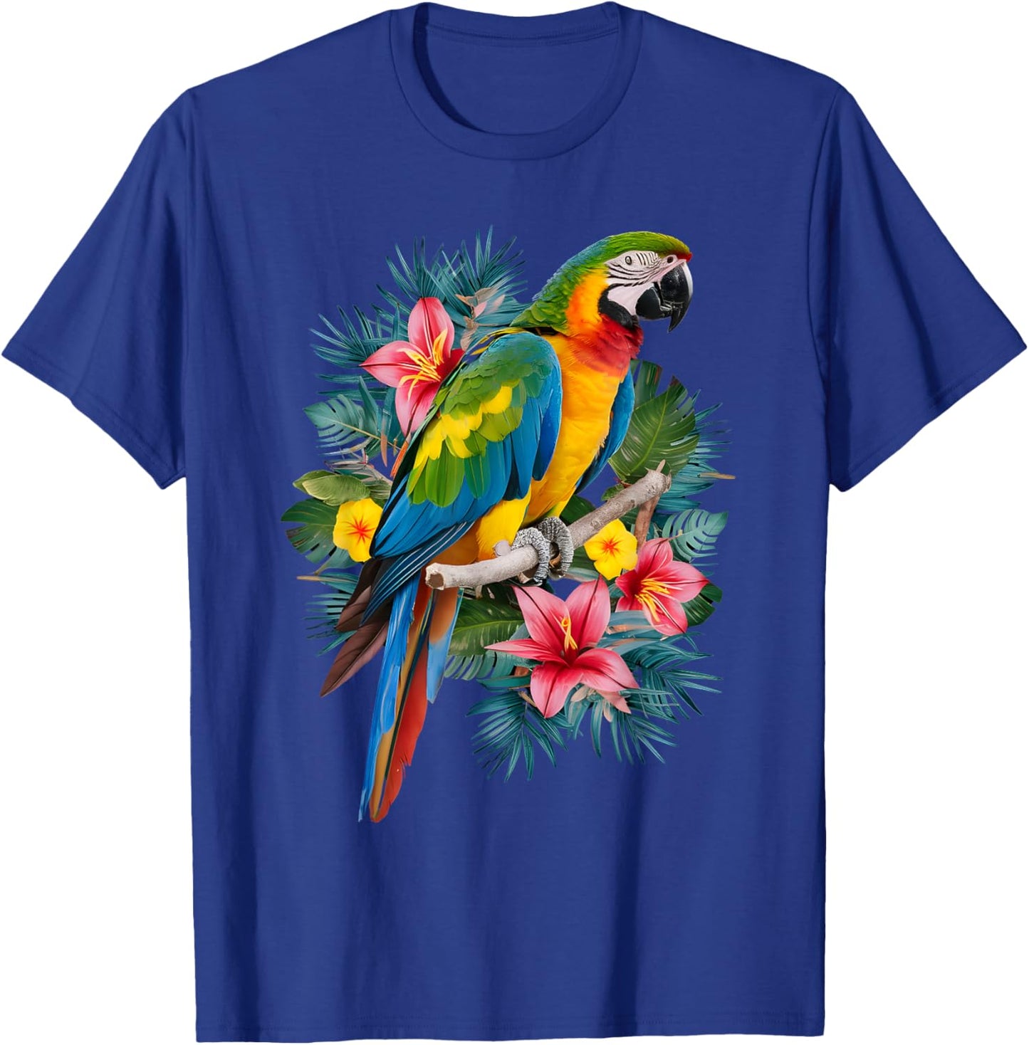 Parrot In Tropical Summer Flower Women Cockatiel Bird T-Shirt - T-Shirt | Royal
