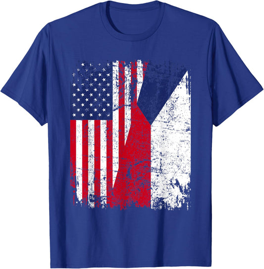 CZECH REPUBLIC American Flag | Men Women Kids | CZECH T-Shirt - T-Shirt | Royal
