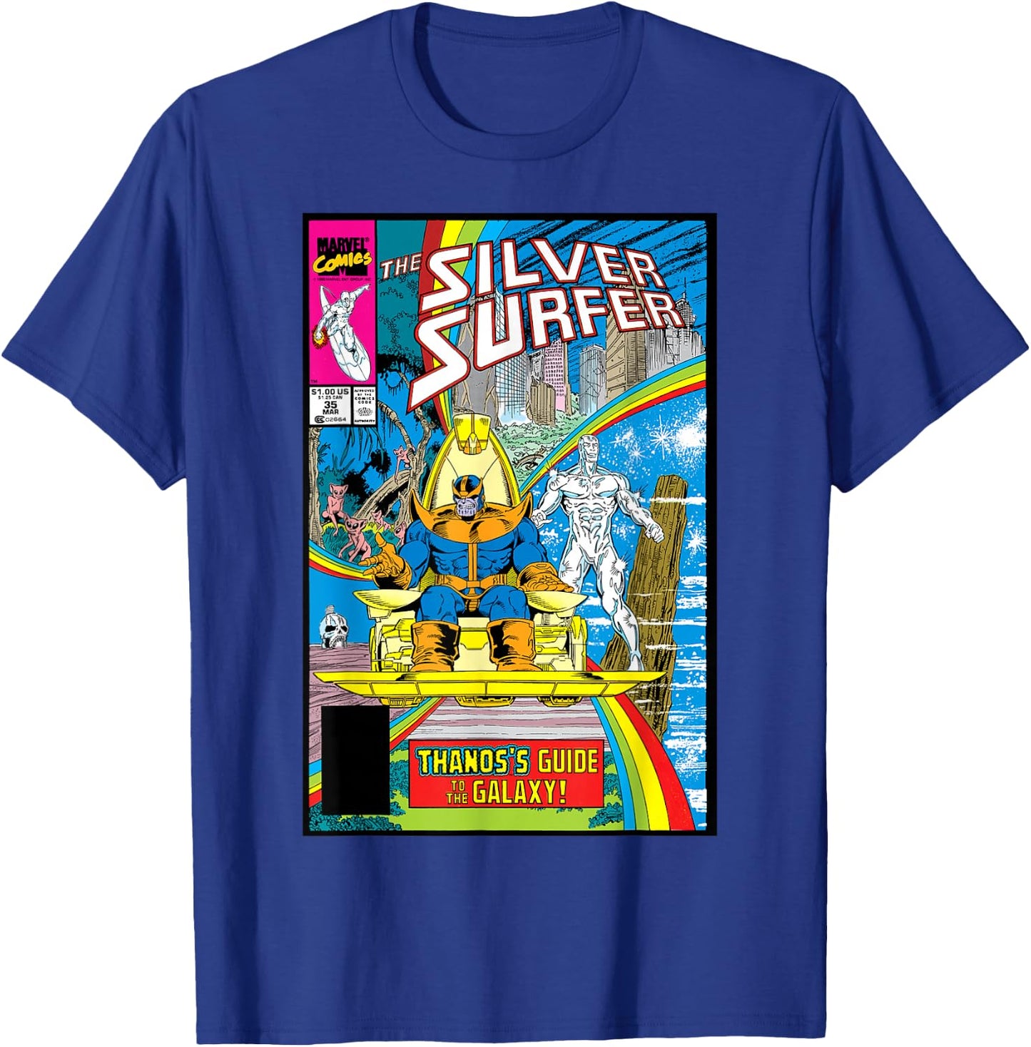 Marvel Silver Surfer Rainbow Thanos's Guide Comic Cover T-Shirt - T-Shirt | Royal