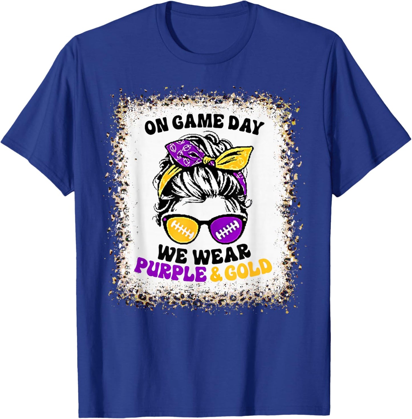 On Gameday Football We Wear Purple and Gold Game Day T-Shirt - T-Shirt | Royal