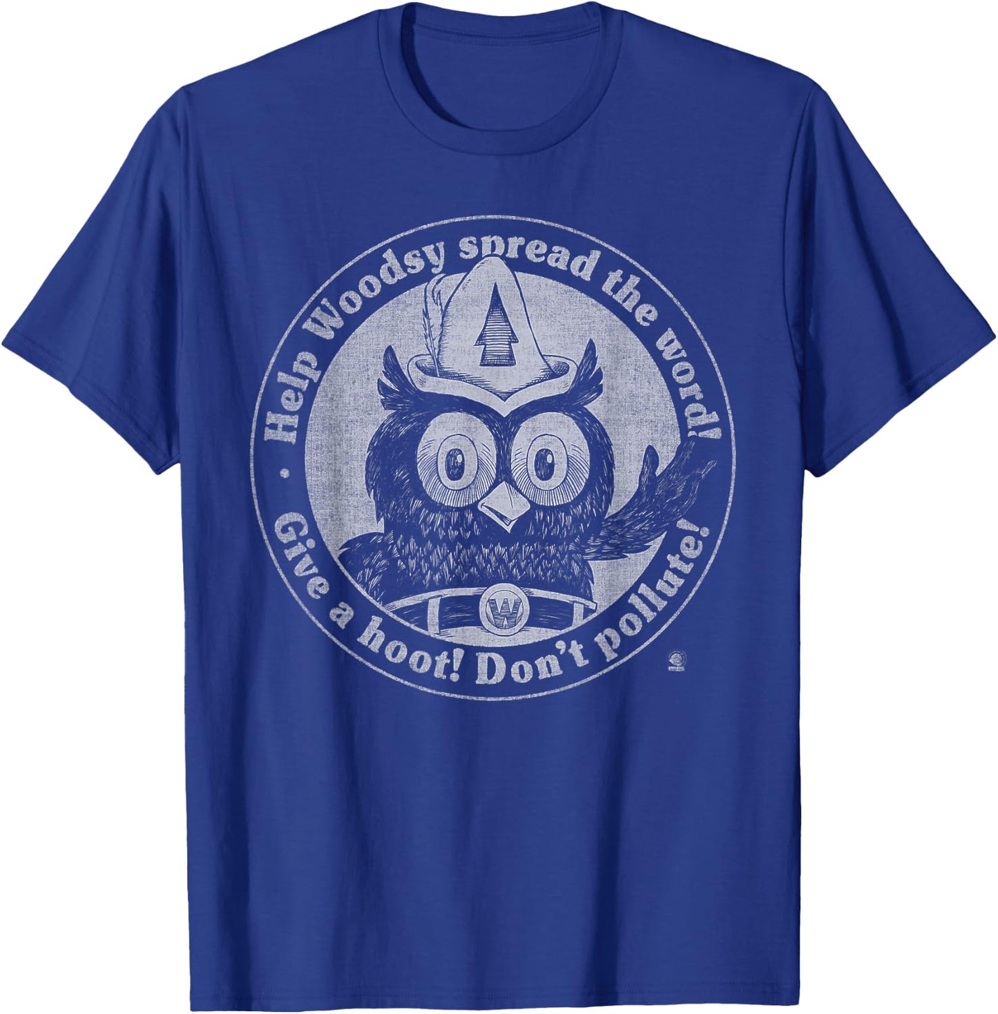 Woodsy Owl Give a Hoot Distressed and Faded Retro T-Shirt - T-Shirt | Royal