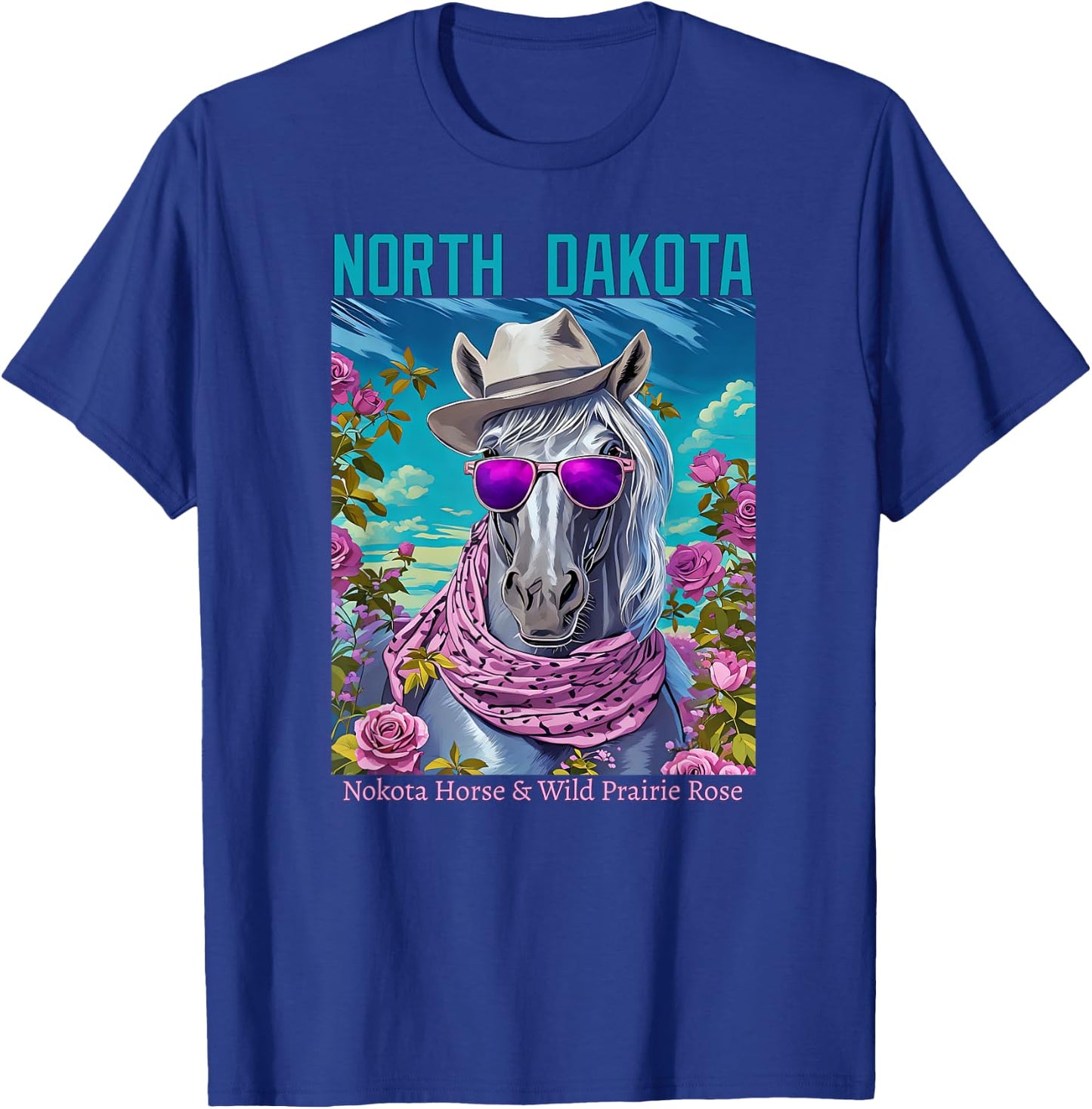 North Dakota's Official Animal and Flower Illustrated T-Shirt - T-Shirt | Royal
