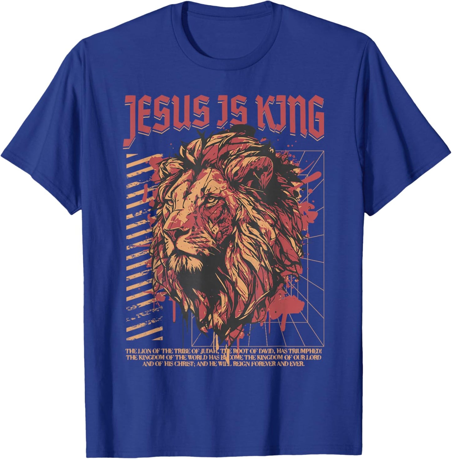 Jesus is King Christian Lion Bible Scripture Faith Quote T-Shirt - T-Shirt | Royal