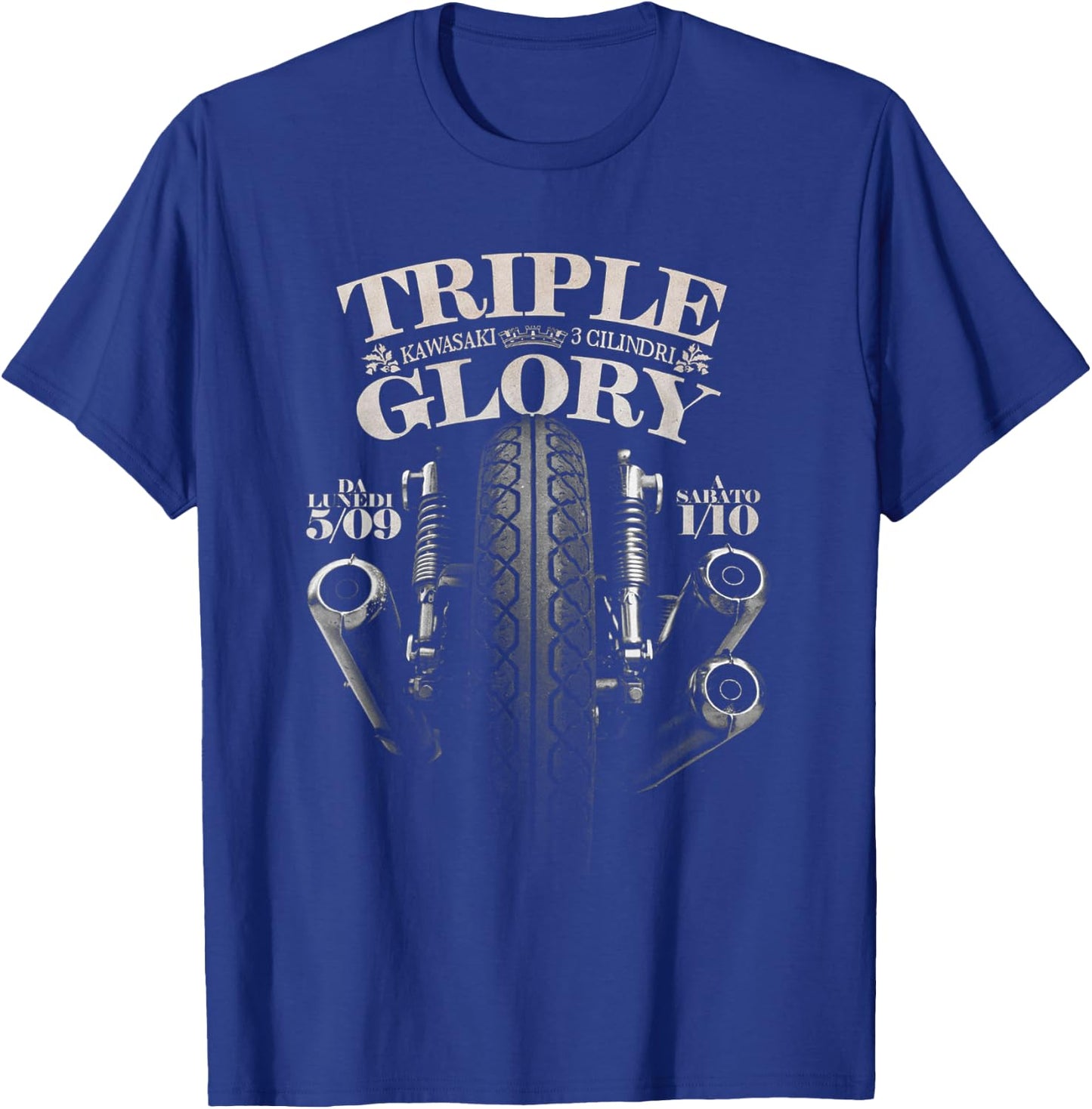 Kawasaki Triple Classic Biker T-Shirt - T-Shirt | Royal
