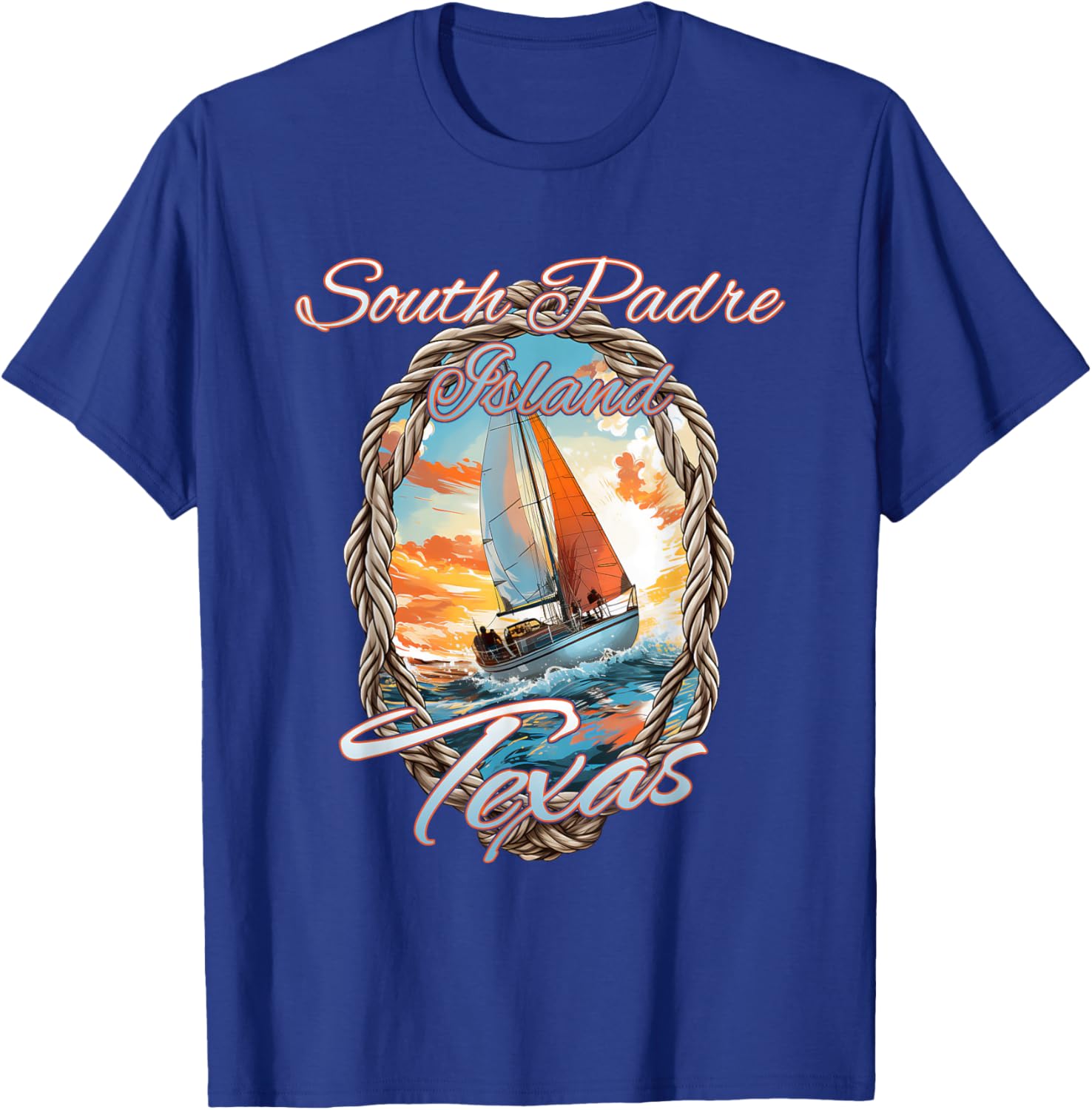 Sailing South Padre Island Texas Sea and Sunshine T-Shirt - T-Shirt | Royal