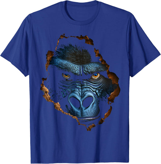Gorilla Face Wall Animal Print Art Animal Lover Gorilla T-Shirt - T-Shirt | Royal