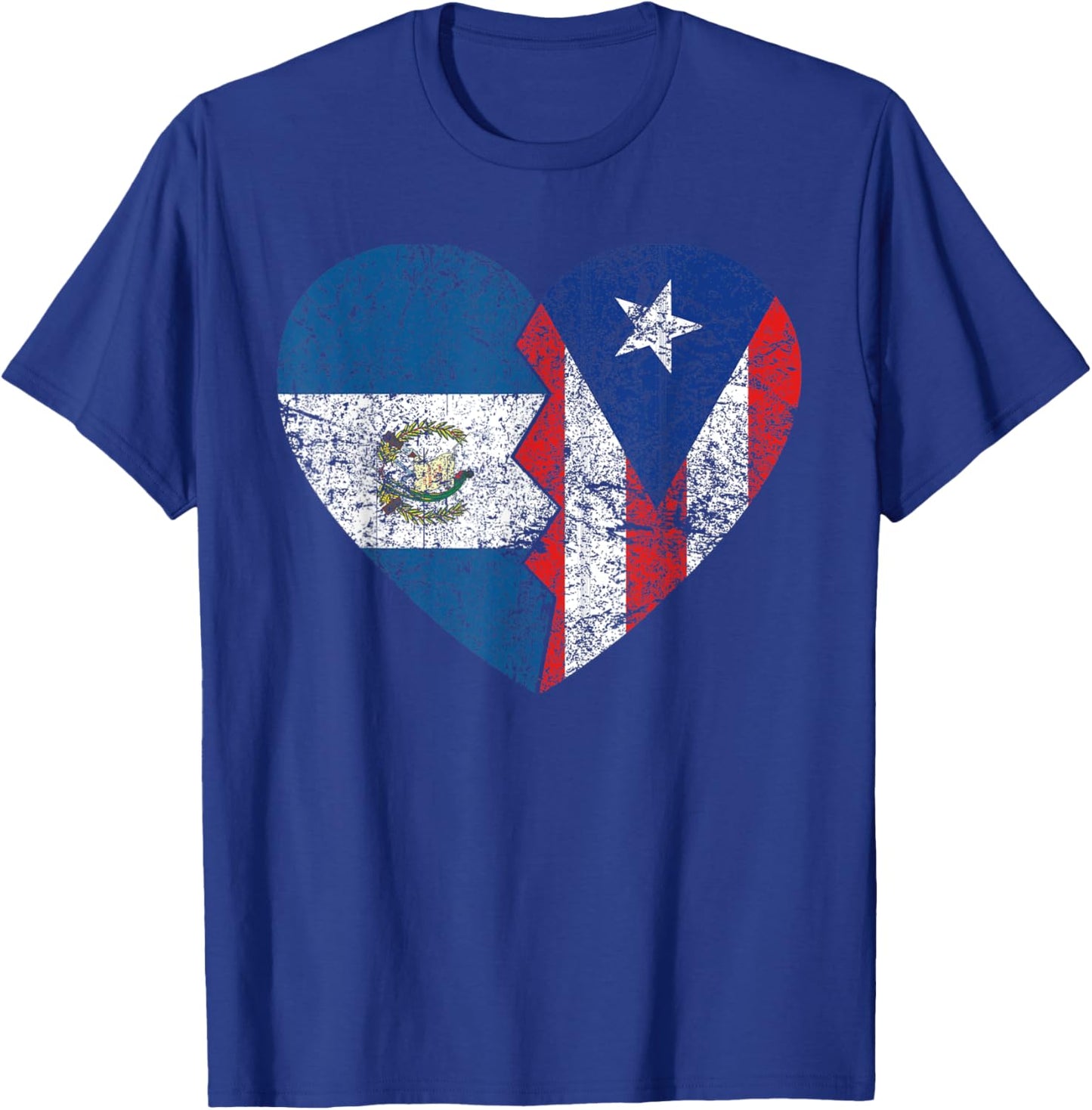 Puerto Rican Guatemalan Flags Heart | Guatemala Puerto Rico T-Shirt - T-Shirt | Royal