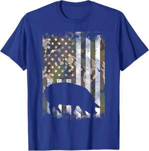 Camo US Flag Pig Vintage Farm Animal Patriotic Farmer Gift T-Shirt - T-Shirt | Royal