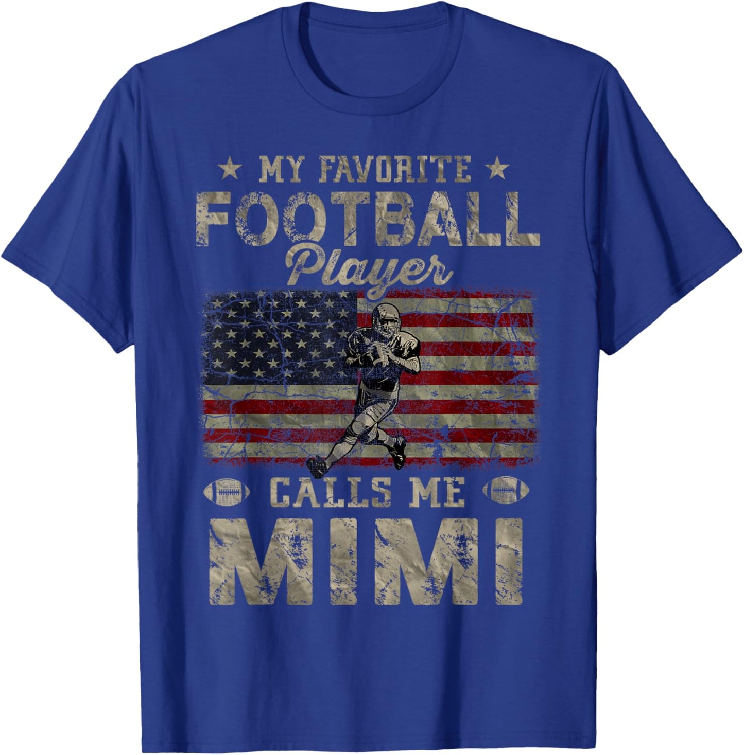 My Favorite Football Player Calls Me Mimi Mother's Day T-Shirt - T-Shirt | Royal