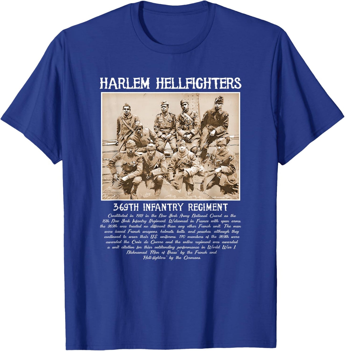Harlem Hellfighters Vintage Black History WWI WWII Military Small T-Shirt - T-Shirt | Royal