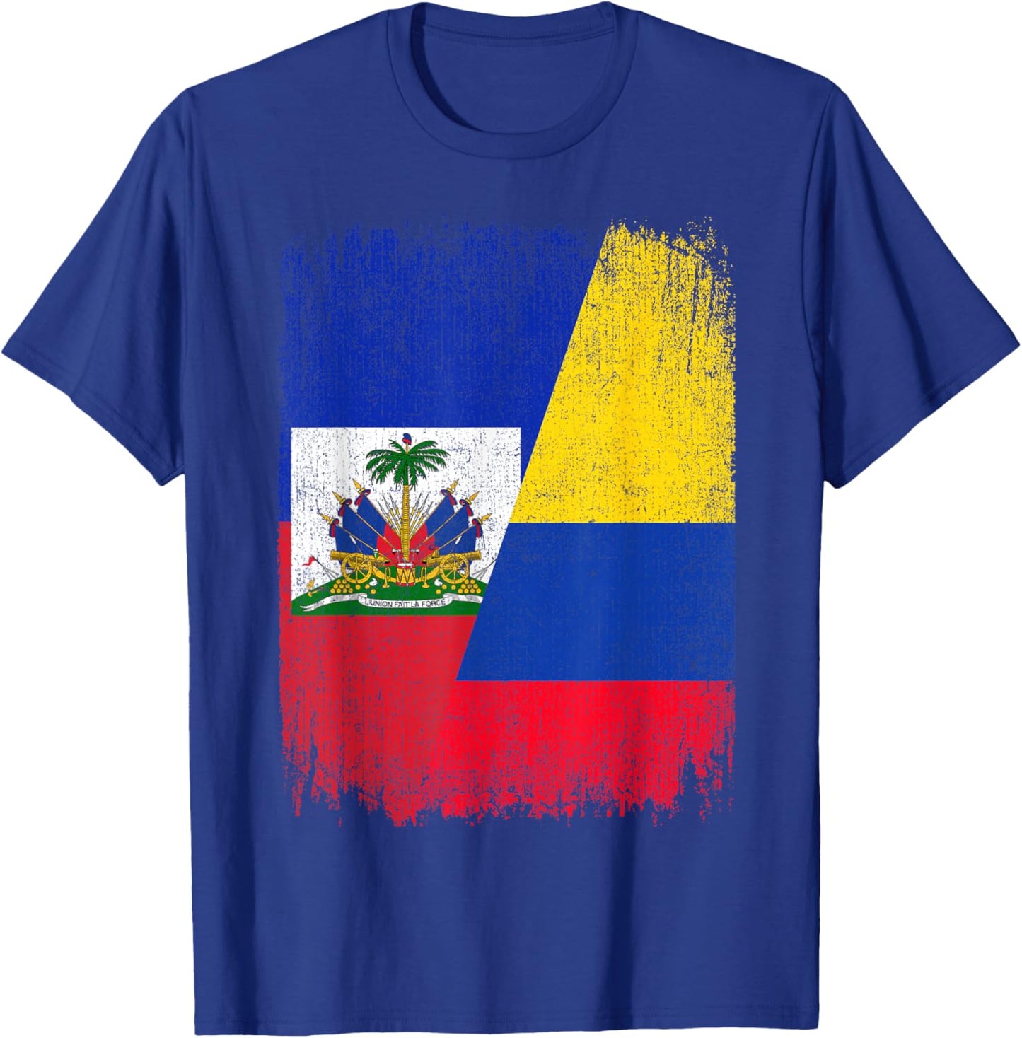 Half Haiti Colombia Flag Haitian Colombian Pride Roots T-Shirt - T-Shirt | Royal