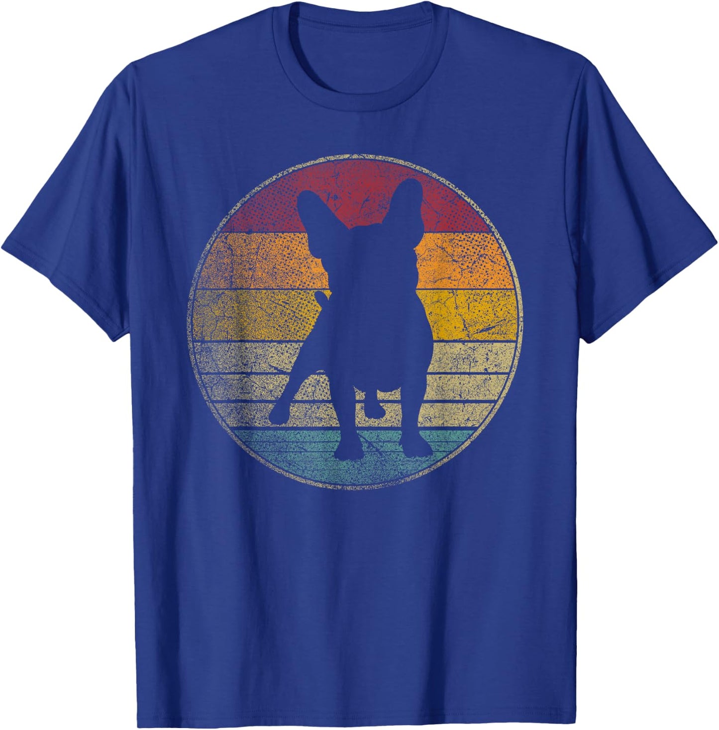 French Bulldog Dog Vintage Distressed Retro Silhouette 70s Women Kids T-Shirt - T-Shirt | Royal