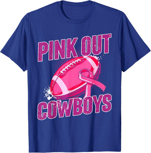 Cowboys Pink Out Football Tackle Breast Cancer T-Shirt - T-Shirt | Royal