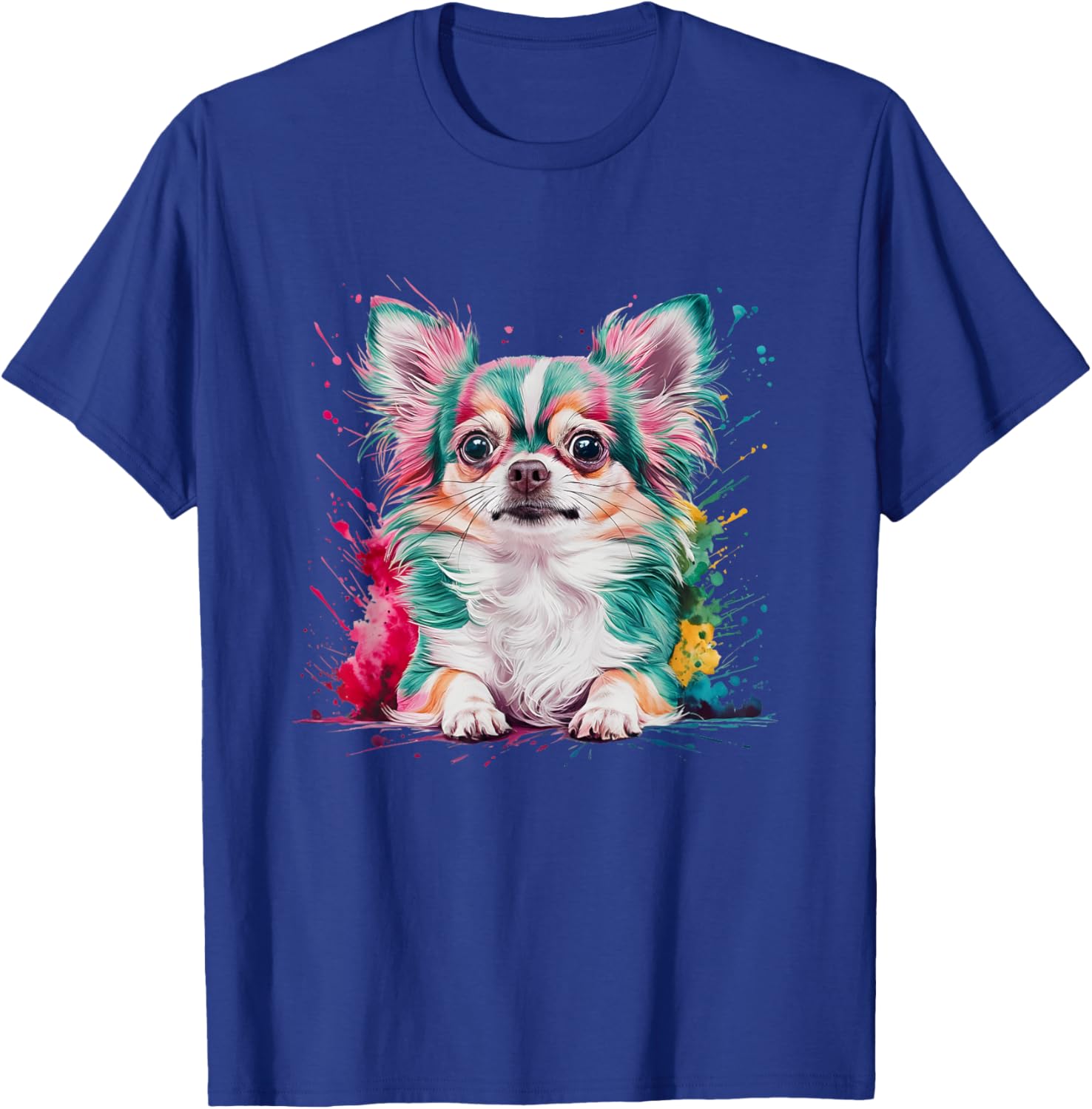 Men Woman Colorful Watercolor Chihuahua T-Shirt - T-Shirt | Royal